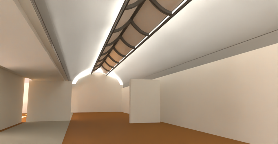 下がり天井と壁面の反射率を上げたキンベル美術館のシミュレーション